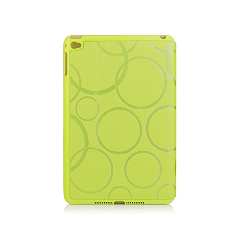 iPad Mini 4 Hülle, Deenor Colour Series Premium PU Leder Ultra Slim Light Weight Auto aufwachen / Schlaf Funktion Schutzhülle Hülle für Apple iPad Mini 4, Free: Screen Protector + Stylus Pen + Cleaning Cloth. (Green circles) - 2