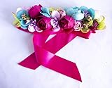 Color fucsia Cinturón de lazo fucsia con adorno de flores para vestido de fiesta. Envío GRATIS