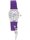 alles-meine.de GmbH Kinderuhr -  Elfe / Fee  - mit Anhänger Stoff / Leder Armband - Uhr Kinder Armbanduhr lila violett Mädchen Analog - Kinderarmbanduhr - Lernuhr Kinderuhren