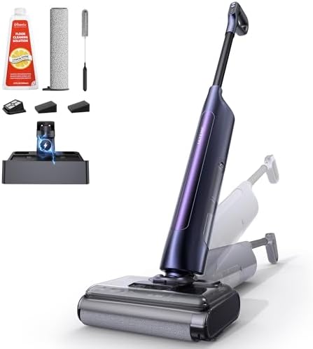 Ultenic AC1 Triflex Aspirapolvere Lavapavimenti, Design Piatto a 180°, 0 mm Pulizia Bordi, Lavapavimenti Senza Fili 3-in-1, Auto-Pulizia, Autonomia 55 min, Anti-Groviglio, Assistente Vocale 5 Lingue