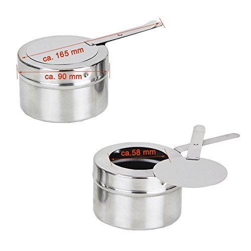 Beeketal 2er Chafing Dish Set „BCD-2“ Profi Gastro Speisewärmer Set aus Edelstahl – Lieferumfang: 2x Grundgestell, 2x Wasserbecken, 2x Deckel, 4x Brennpaste Behälter, 4x Gastronorm Behälter - 7