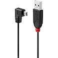 LINDY 31971 1m USB 2.0 Cable, Type A to Mini-B, 90 Degree Right Angle, black