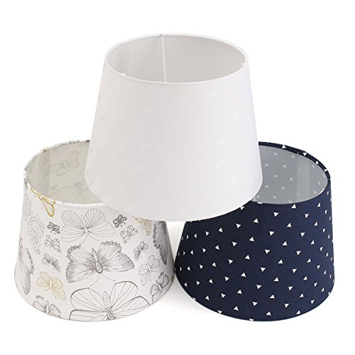 KING DO WAY Lampenschirm Leuchtschirm Shabby Vintage Stoff Textil für E27 Lampe Tischleuchte Dunkel blau