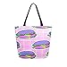 Produktbild Psychedelic Burger Fast Food Tragbare Große Doppelseitige Casual Canvas Tragetaschen Handtasche Schulter Wiederverwendbare Einkaufstaschen Reisetasche Für Frauen Männer Lebensmittelgeschäft Reise