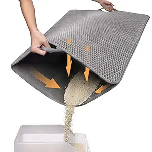 Polarduck Cat Litter Mat,Cat Litter Trapping Mat Extra Large, Honeycomb Double Layer Design, Urine and Water Proof Material, Special Side Handles Design Easier to Clean, Washable