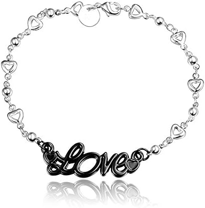 AmberMa "BLACK" Jewellery Silver Bracelets Anklets for Women, Gifts for Girls Friends