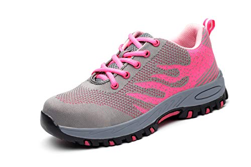 Aizeroth-UKMens Womens Safety Boots Night Reflective Breathable Safety Work Utility Shoes with Steel Toe Cap Anti-Smash Puncture-Proof Leather Midsole Protection Ankle Security Trainers Desert Boots