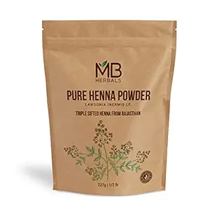 MB Herbals Henna Powder 227g | Lowsonia inermis I Triple shifted Henna from Rajasthan I Natural Conditioning | For men & women