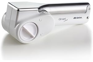 Ariete Gratì Metal 44, Râpe à Fromage Électrique Sans Fil, 2 Rouleaux en Acier Inoxydable Inclus, 1 Kg de Fromage avec Une Recharge, Râpe Pour de Nombreux Ingrédients, 1500Mah, Blanc