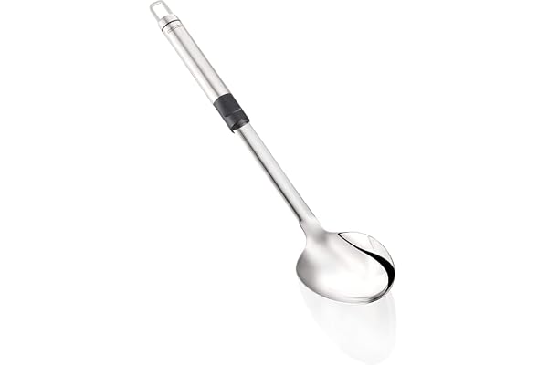 Leifheit Cuillère de service ProLine, Grande cuillère à légumes en acier inoxydable résistant à la chaleur, Cuillère de cuisine avec œillet de suspension, argenté
