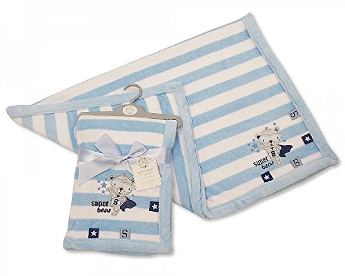 Snuggle Baby Pram Blanket Baby Girls / Baby Boys New Born Pram Fleece Blanket Baby Wrap Crib Mosses Basket (Blue Super Bear)