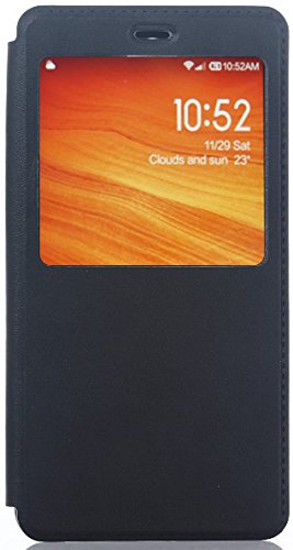 Xiaomi Redmi Note 3 Funda con Tapa  Estuyoya Funda Tipo Libro con  Funci  n Soporte  Redmi Note 3  Smart View  Ventana Transparente Antigolpes - Negro