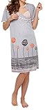 Happy Mama. Damen Umstands-Nachthemd mit Stillfunktion. Stillshirt Kurzarm. 135p - 2