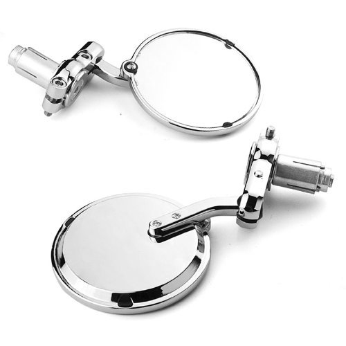 Motorcycle Chrome Plated Billet Aluminum Outside Rearview Side View Mirrors Multi Angle Adjustable Blindsight Rearview Handle Bar End Convex Universal Fit For Suzuki B-King GSF650 Bandit GSX R600 R750 R1000 Gixer / Yamaha YZF R1 R6 R6S / Honda CBR 600RR