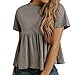 Produktbild GREYF Damen Rundhals Kurzarm Casual Front Plissee Tunika Bluse Shirts Top