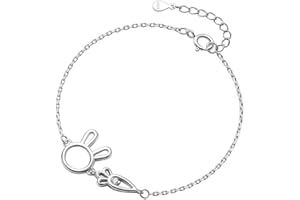 Belons Damen Armband 925 Sterling Silber Zirkonia Hase Karotte Charm Armband Mädchen Armkette Armkettchen Kinder Fußkettchen