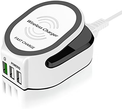 PLAY X STORE Qi Wireless Charger for iPhone X, QC 3.0 Fast Charging Hub, 50W 10A 3 + 1 Ports Smart Desktop Charger