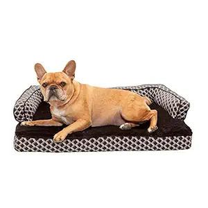 FurHaven Pet Dog Bed | Orthopedic Quilted Sofa-Style Couch Pet Bed for Dogs & Cats, Wine Red, Jumbo