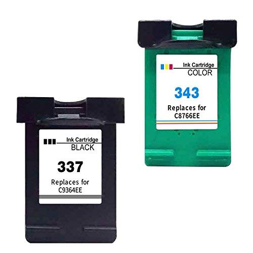 Ink_seller 337 343 2 cartuchos de tinta para HP 337 343 para HP Deskjet/Photosmart/Officejet Serie, color y negro
