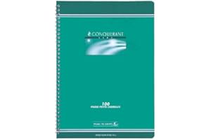 Oxford Office Conquerant Sept 100105079 Lot de 10 Cahier reliure spirale Petits carreaux 17 x 22 cm 100 pages 70 g