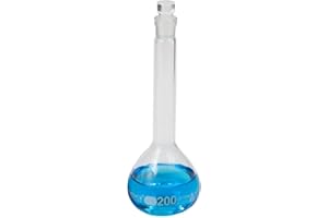 ALWSCI 2 pcs 200mL Volumetric Flask, Globe Glass with Glass Stoppers, 3.3 Borosilicate Glass, Class A, White Graduation, Volumetric Flask for Laboratory School Project