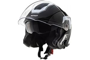 Befast | JET Connect - Casco Jet Omologato con Interfono per Comunicazione Pilota-Passeggero, Casco Scooter con Visiera Parasole a Scomparsa, Casco Moto Jet con Prese d'Aria, Colore Bianco e Nero