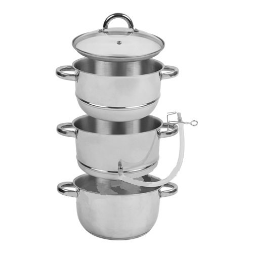 PROFI INDUKTION DAMPFENTSAFTER Ø22,5 ENTSAFTER 33 cm !! EDELSTAHL SAFTPRESSE DAMPFGARER KOCHTOPF 5SN - 2