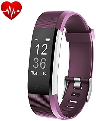 ID2 Plus Smart Fitness Wristband Bracelets Tracker Heart Rate Bluetooth 4.0 Exercise Tracker ,Heart Rate Monitor Smart Watch for Android Samsung S8 Plus &amp; iOS iPhone 7 8 Plus Smartphones (Purple)