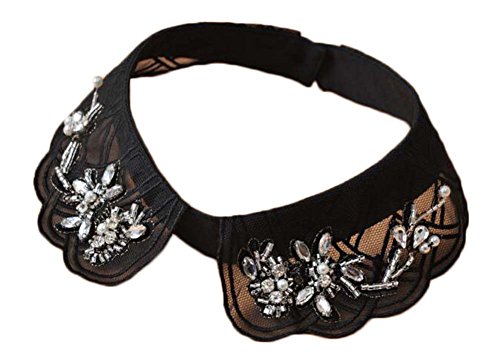 (Noir) Mode féminine Faux-shirt col détachable Collier amovible