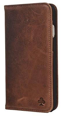 Porter Riley - Coque pour iPhone XR. Housse Premium en Cuir véritable avec Socle Rabattable/Coque/Etui/Portefeuille (Brun Chocolat)