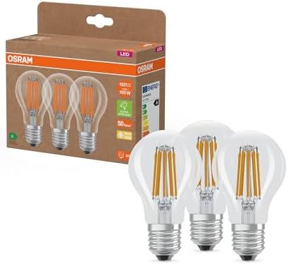 OSRAM Lampada LED Classic A100 Filament 7,2W 827, bianco caldo 2700K, E27, trasparente, 1521 lm, 50.000h, 210 lm/W