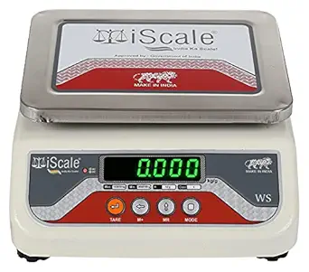iScale i-04, 20kg x 1g, Electronic Weighing Scale with Front & Back Green double Display, Stainless Steel Pan, 7x9