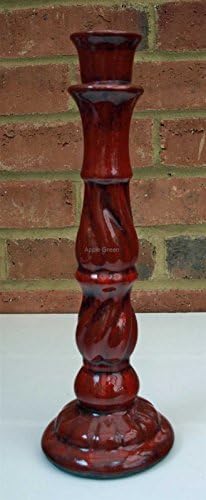 Candle Stick Holder Ceramic Red Distressed Finish Taper 32cm