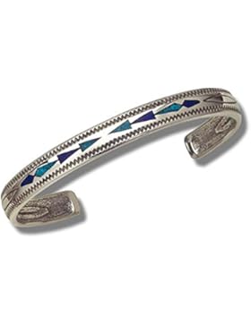 Indianerschmuck Armreif Chip Inlay Türkis und Lapis Navajo Design