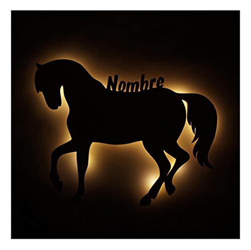 Lámpara de noche caballo - Regalo para bautizos, Navidad, cumpleaños - fiesta bienvenida bebe sagrada comunión bebé niño niña - individual Único con nombre de deseo