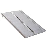 HOMCOM Portable Folding Aluminum Ramp with Carry Handle for Wheelchair, Scooter, Pet, Car Mobility (4FT)