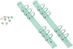 Craftelier - Kit of 2 Mechanisms for 6 Ring Binders | Size Approx. 22,7 cm (8.94") - Ring Diameter 3,3 cm (1.30") - Distance Between Rings 1,9 cm (0.75") | Includes 8 Fixing Brads | Turquoise Colour