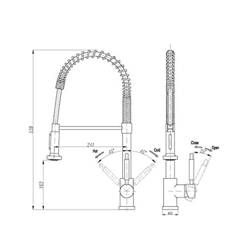 Finether Küchenarmatur Spülarmatur Spültischarmatur mit Brause ausziehbar flexibel Wasserhahn Armatur Einhebelmischer Mischbatterie Spiralfederarmatur für Küche Küchenspüle Spülbecken aus massivem Messing chrom spiralfeder 528mm hoch - 6