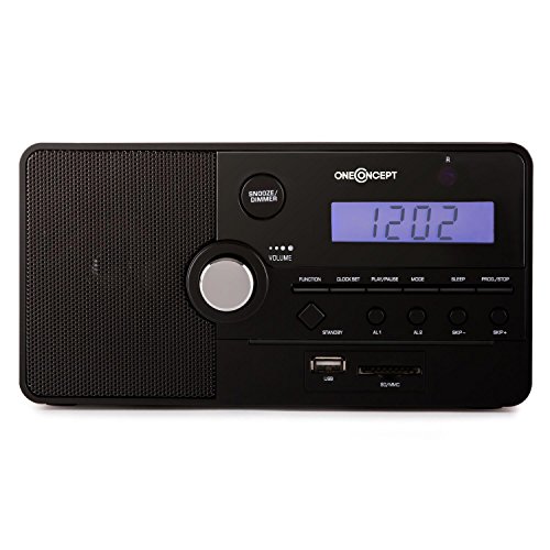 oneConcept Luzern Radio Radiowecker (USB-Port, SD-Slot, AUX-Eingang, Sleep-Funktion, Timer, Fernbedienung) schwarz-braun - 2
