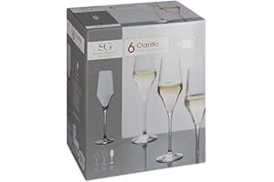 SG SECRET DE GOURMET SECRET DE GOURMET Lot de 6 Flûtes à Champagne Clarillo en Verre Cristallin de 22 cl