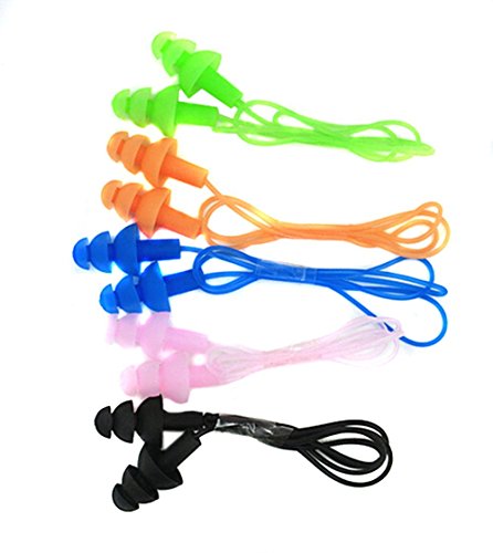 Set of 5 Soft Silicone Swim Ear Plugs Safety Cord Silikon Aquatics Ohrenstöpsel - 3