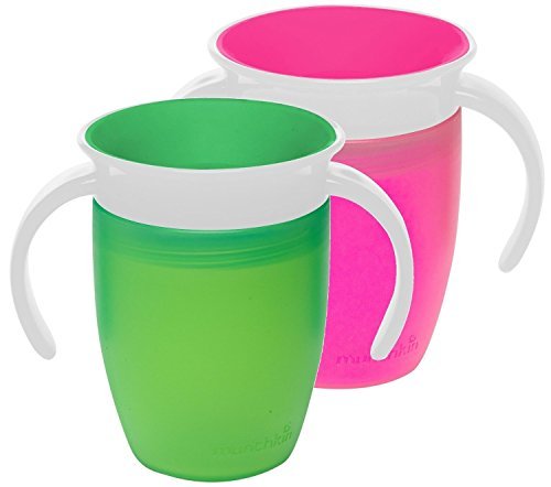 Munchkin Milagro 360 - Vaso de aprendizaje (, 7 oz, 2 count verde rosa/verde Talla:7 Ounce