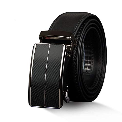 Preisvergleich Produktbild Ddcjc Echtes Leder Herren Gürtel Rindsleder Für Männliche Automatische Schnallengürtel Für Männer Legierung Schnallengürtel, Schwarz