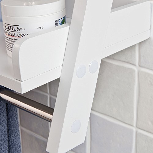 SoBuy® Wandregal,Handtuchhalter,Badregal zur Wandmontage mit 2 Ablagen und einer Stange, FRG117-W - 6