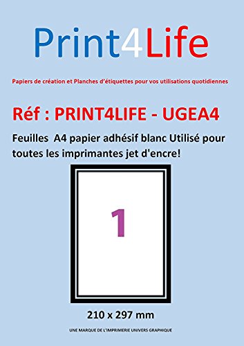 50 Blatt A4 selbstklebendes weißes Papier ;für jeden Tintenstrahldrucker bestens geeignet !