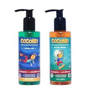 Cocomo Natural Earth Shine + Minty Sea Shampoo For Kids, Softer & Stronger Hair 400 ml combo pack