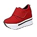 Produktbild Damen Sneaker Mädchen Mode Laufschuhe Freizeit Leder Freizeitschuhe Sportschuhe mit Reißverschluss… (EU:35, Rot - D)