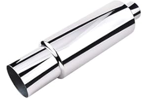 GÉNÉRIQUE Mota Silencieux Arrière Sport Voiture Chromé Tuning entrée 51mm 2.0 pouces sortie 76mm 3.0 pouces Echappement Accessoire Equipement Inox