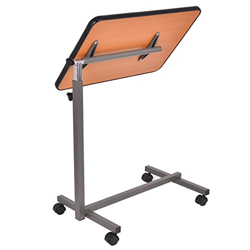 Laptoptisch Betttisch Sofatisch Krankentisch Notebookständer Laptopständer Notebooktisch höhenverstellbar Ablage-Tisch Beistelltisch Couchtisch Mit 4 Räder 2 Farben (Natur) - 4
