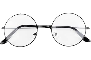GROVEESS GroveEs Round Eyeglasses,Durable Black Metal Frame Eyeglasses with Clear Lens,Retro Glasses Decorative Accessories for Women Men Outfit Decor Fancy Dress Parties
